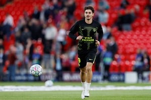 Soccer Football - UEFA Champions League - Liverpool v Atletico Madrid - Anfield, Liverpool, Britain - September 9, 2026
Atletico Madrid's Julian Alvarez during the warm up before the match Action Images via Reuters/Jason Cairnduff