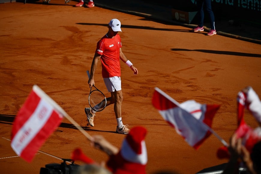 Tennis - Davis Cup - Qualifiers - Second Round - Austria v Belgium - Wiener Athletic Club, Vienna, Austria - September 18, 2026
Austria's Lukas Neumayer reacts during his match against Belgium's Zizou Bergs REUTERS/Elisabeth Mandl
