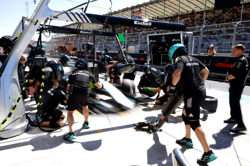 Formula One F1 - Spanish Grand Prix - Madring, Madrid, Spain - September 12, 2026
Mercedes' Andrea Kimi Antonelli in the pits during practice REUTERS/Albert Gea