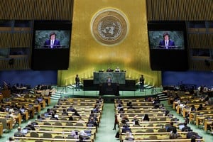 Argentina's President Javier Milei addresses the 80th United Nations General Assembly (UNGA) at the U.N. headquarters in New York, U.S., September 24, 2025. REUTERS/Jeenah Moon