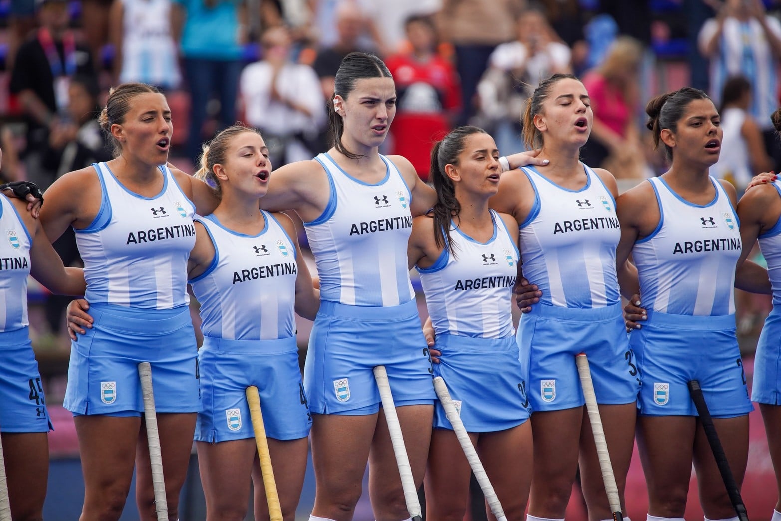 Las Leonas en su último partido de la primera fase ante Perú.
