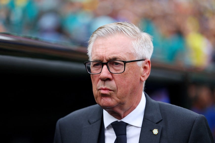 FILE PHOTO: Soccer Football - FIFA World Cup 2026 - Round of 16 - Brazil v Norway - New York New Jersey Stadium, East Rutherford, New Jersey, U.S. - July 5, 2026
Brazil coach Carlo Ancelotti before the match REUTERS/Mike Segar/File Photo