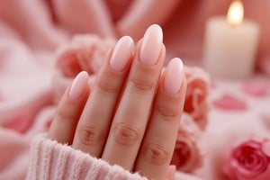 La manicura milky pink apuesta por un acabado delicado y luminoso.