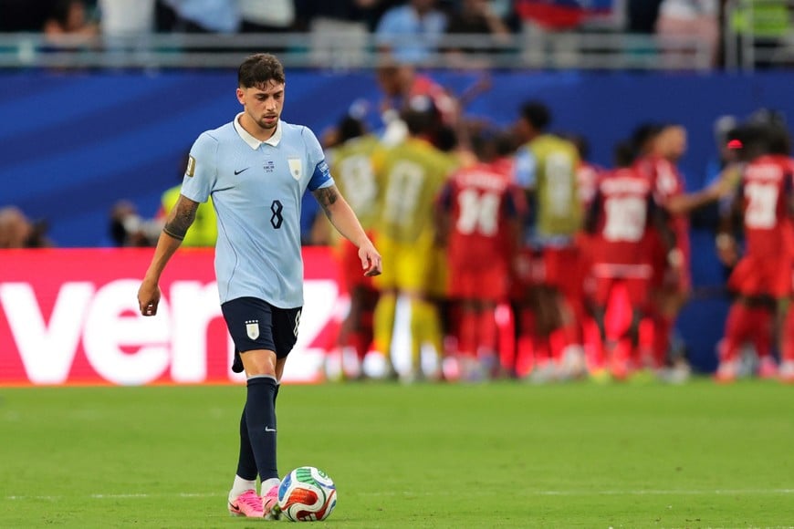 Soccer Football - FIFA World Cup 2026 - Group H - Uruguay v Cape Verde - Miami Stadium, Miami Gardens, Florida, U.S. - June 21, 2026
Uruguay's Federico Valverde looks dejected after Cape Verde's Helio Varela scores their second goal IMAGN IMAGES via Reuters/Sam Navarro