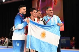 El representante neuquino completó un recorrido impecable en la categoría Kyorugi Masculino de 58 kg a 68 kg. Foto: JJSS