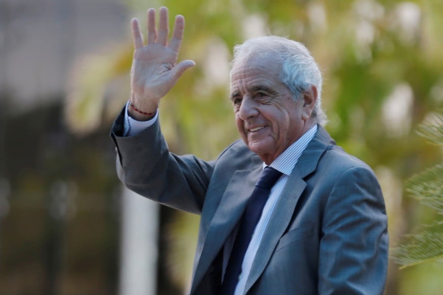 Soccer - Conmebol Summit for Copa Libertadores -  Conmebol Headquarters, Luque, Paraguay - November 5, 2019? River Plate President Rodolfo D'Onofrio arriving at the headquarters of Conmebol   REUTERS/Jorge Adorno