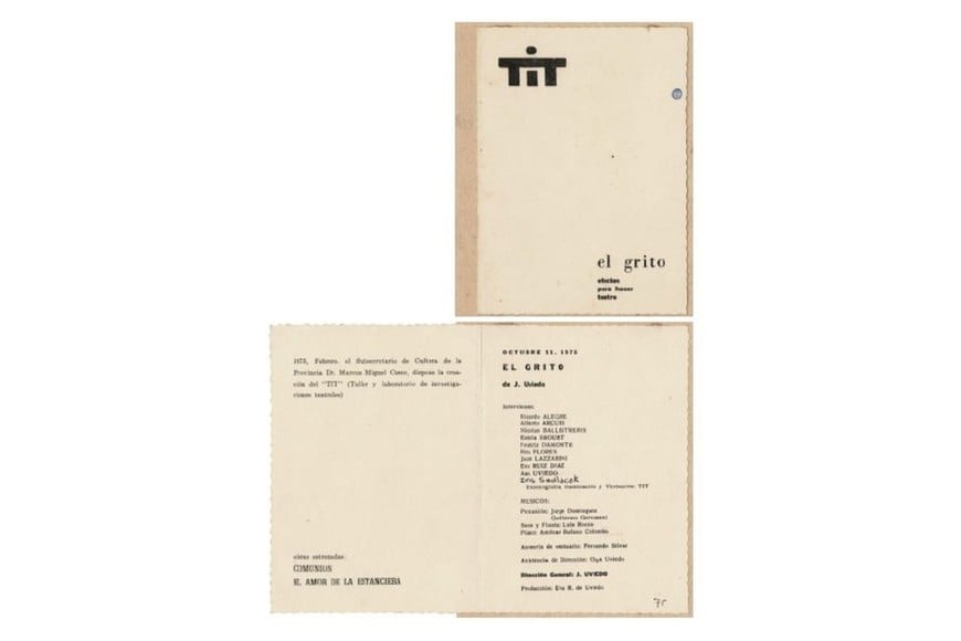 Programa de mano de "El grito" obra dirigida por Juan Carlos Uviedo 1975. Foto: Museo Rosa Galisteo