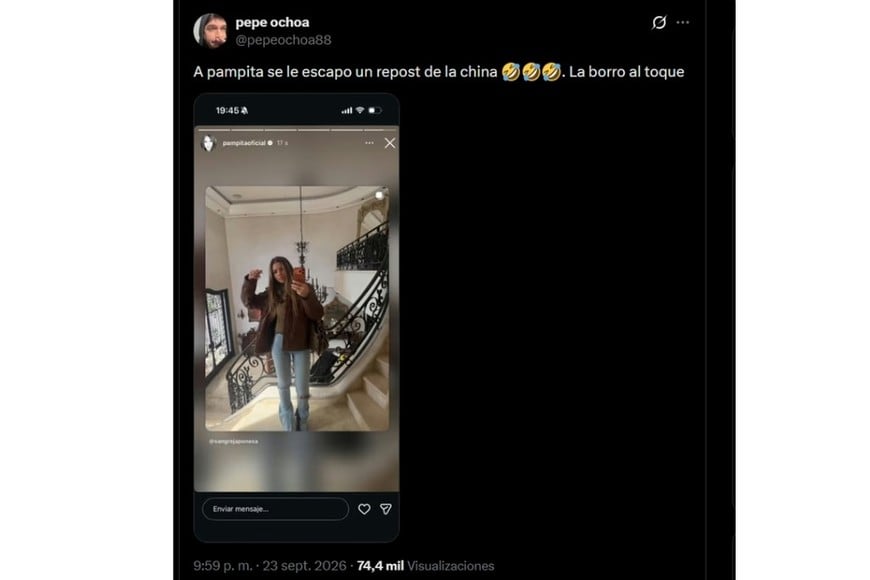 Pepe Ochoa mostró la captura del posteo.