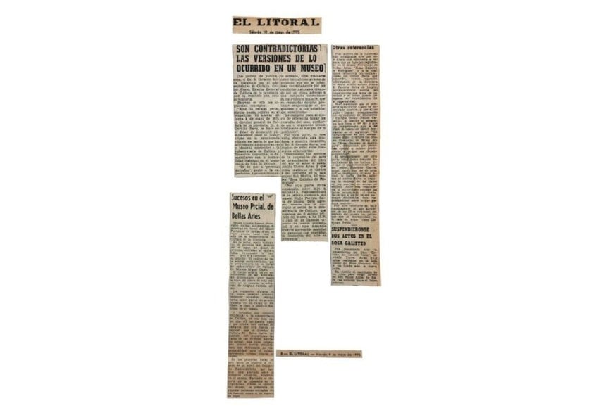 Recortes de El Litoral utilizados en la investigación. Foto: Museo Rosa Galisteo