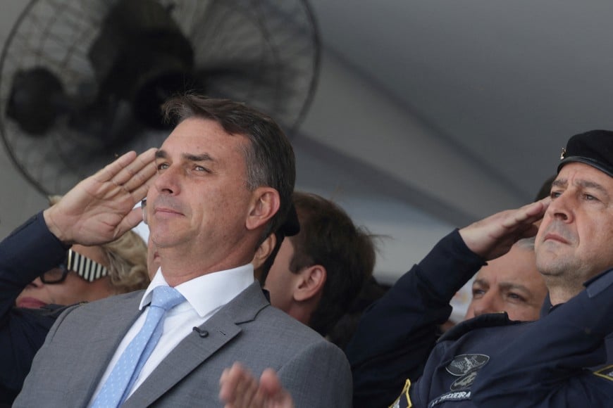 Brazilian presidential candidate Flavio Bolsonaro of the Liberal Party (PL) attends the graduation ceremony of the Military Police recruits in Rio de Janeiro, Brazil September 25, 2026. REUTERS/Ricardo Moraes