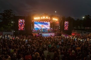 Desde el drone de El Litoral, así se vio parte de la ceremonia de cierre de los Juegos Suramericanos Santa Fe 2026.