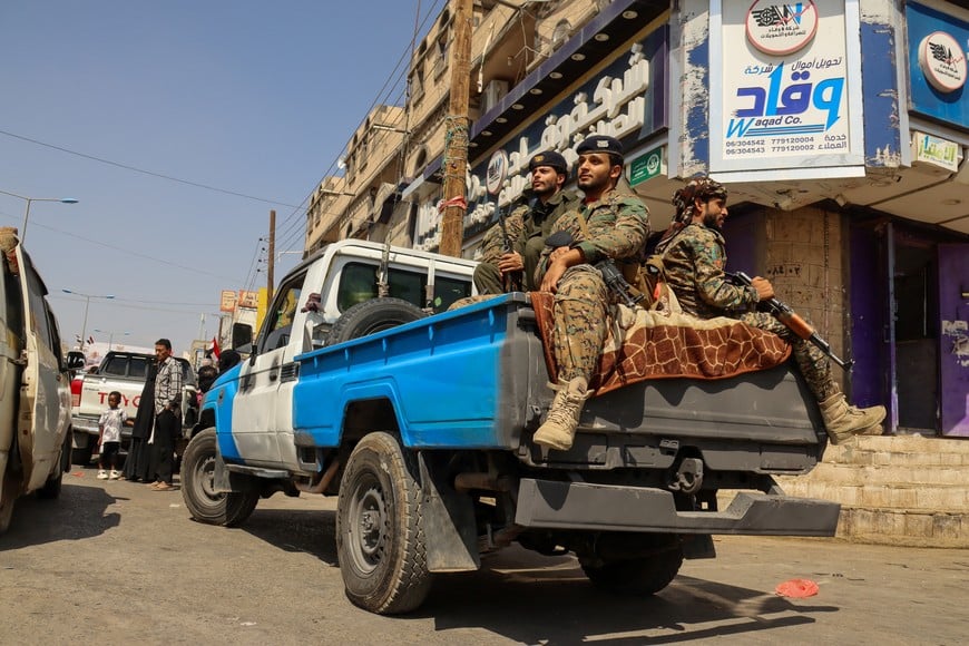 Police troopers patrol a street in the oil-rich city of Marib, Yemen September 24, 2026. REUTERS/Ali Owidha