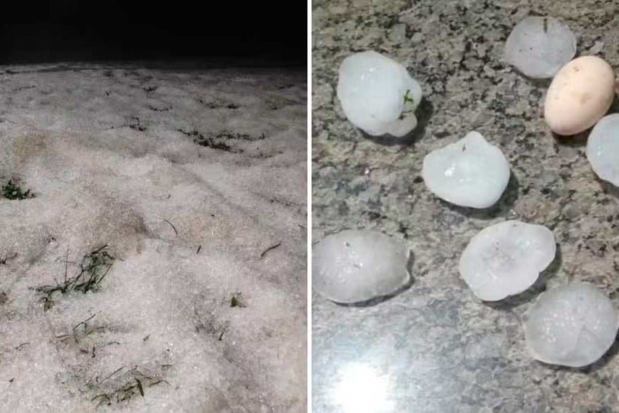El granizo también estuvo presente en algunas localidades.