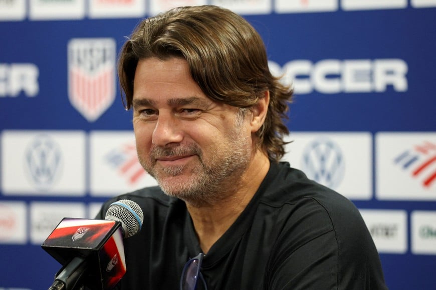 FILE PHOTO: Sep 26, 2026; Orlando, Miami, USA; United States head coach Mauricio Pochettino talks to media after beating Peru in an international friendly at Inter.co Stadium. Mandatory Credit: Nathan Ray Seebeck-Imagn Images/File Photo