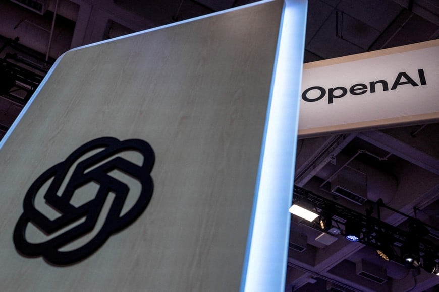 FILE PHOTO: An OpenAI logo is displayed at Moscone Center during the Dreamforce 2026 technology summit in San Francisco, California, US, September 17, 2026. REUTERS/Carlos Barria//File Photo