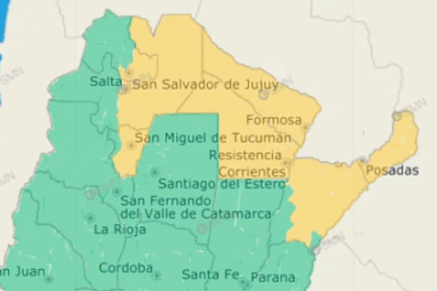 El alerta alcanza a siete provincias del norte argentino.