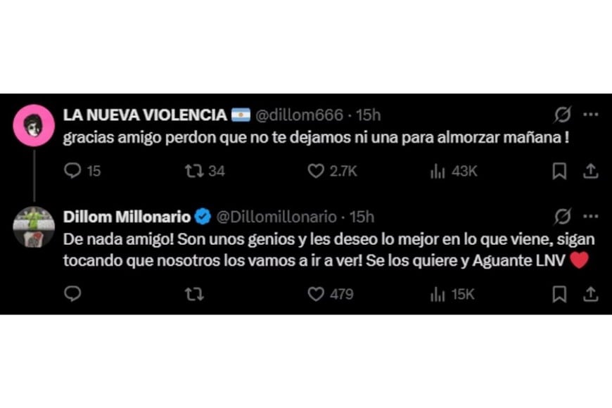 Tras finalizar la cena, la interacción entre el músico y el seguidor continuó en las plataformas digitales.
