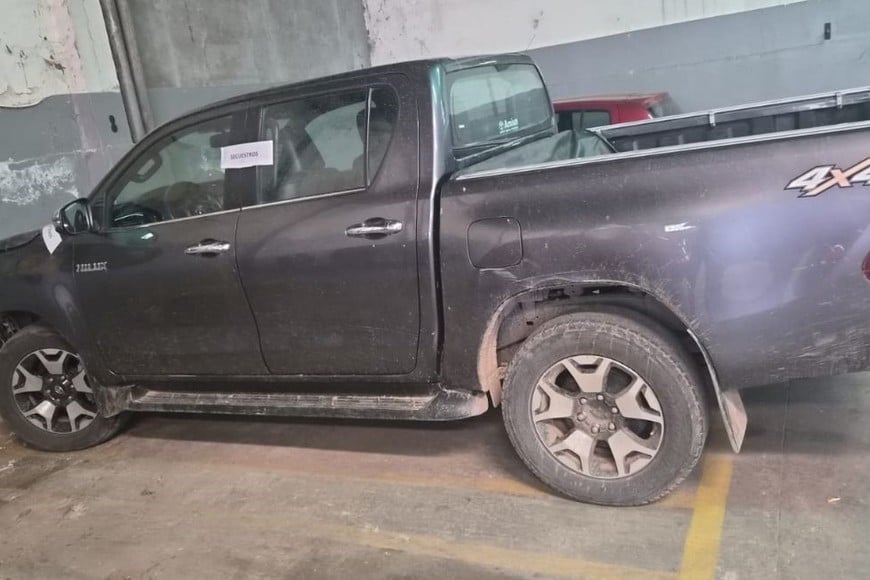 La camioneta incautada estaba chocada en el frente. Foto: El Litoral