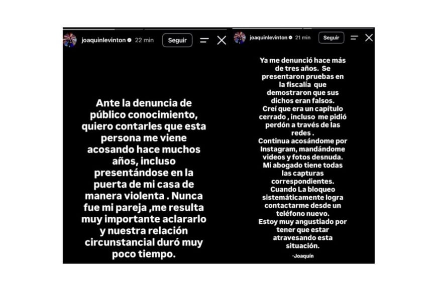 Joaquín Levinton utilizó sus redes sociales para responder a la denuncia presentada en su contra