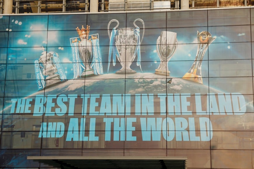 FILE PHOTO: Soccer Football - Champions League - Round of 16 - Second Leg - Manchester City v FC Copenhagen - Etihad Stadium, Manchester, Britain - March 6, 2024
General view outside the stadium before the match Action Images via Reuters/Jason Cairnduff/File Photo
