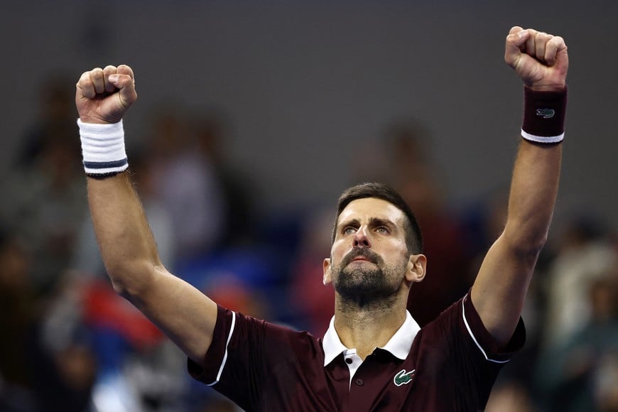 Tennis - China Open - National Tennis Center, Beijing, China - September 30, 2026
Serbia's Novak Djokovic celebrates after winning his round of 32 match against Portugal's Nuno Borges REUTERS/Tingshu Wang