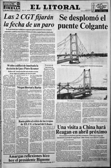Una tapa tan histórica como triste: el desplome de la antena Este del puente.