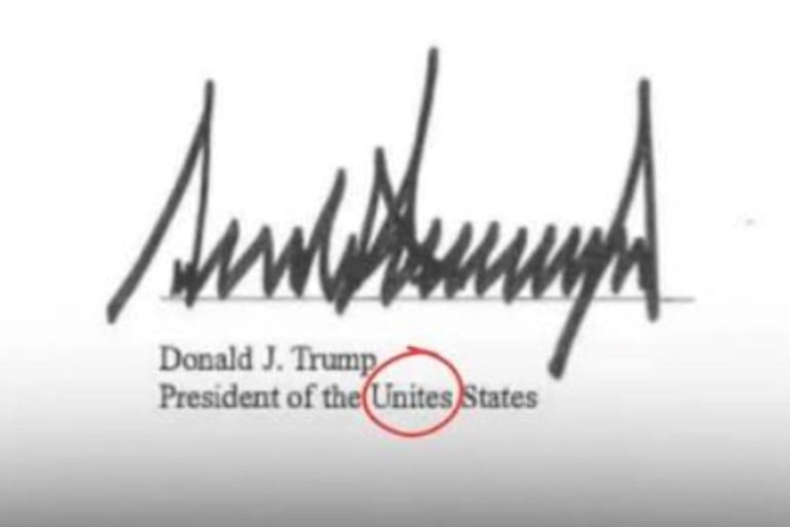 El error tipográfico viral bajo la firma de Trump.