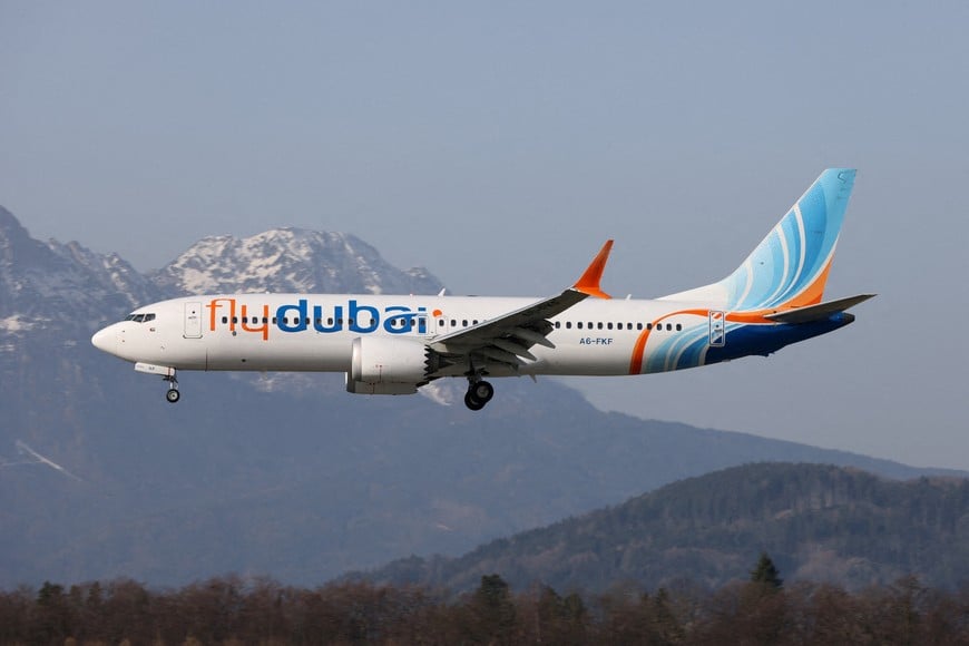 A picture taken on March 8, 2026, shows a Flydubai Boeing 737-8 MAX A6-FKF aircraft, which was bound for Israel from the United Arab Emirates diverted to Saudi Arabia after transmitting emergency signals following a fight between the pilots rather than a hijacking, according to an Israeli official, in this handout image in a location given as Salzburg, Austria. Karl Dittlbacher/Handout via REUTERS THIS IMAGE HAS BEEN SUPPLIED BY A THIRD PARTY. NO RESALES. NO ARCHIVES. MANDATORY CREDIT.
VERIFICATION:
-Reuters could not confirm the location where the photo was taken
-Flight history for aircraft - A6-FKF indicates the aircraft did the liaison Salzburg-Dubai on March 8, 2026, according to tracking information available on Flightradar24.
-Date confirmed from the original file metadata
-The aircraft registration number seen in the archive image matched the registration number associated with the Playback information of flight FZ1073, according to tracking data available on Flightradar24
