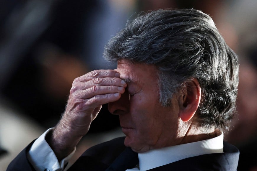 Justice of Brazil's Supreme Federal Court (STF) Luiz Fux reacts, after the country's electoral authority said Flavio Bolsonaro will face President Luiz Inacio Lula da Silva in the runoff of a presidential election, in Brasilia, Brazil, October 4, 2026. REUTERS/Mateus Bonomi