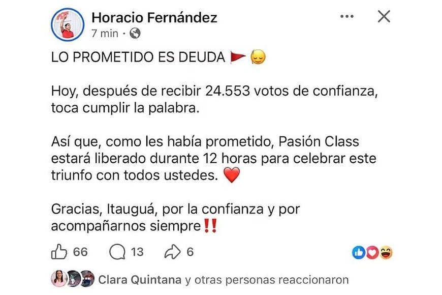 La publicación de Horacio Fernández.