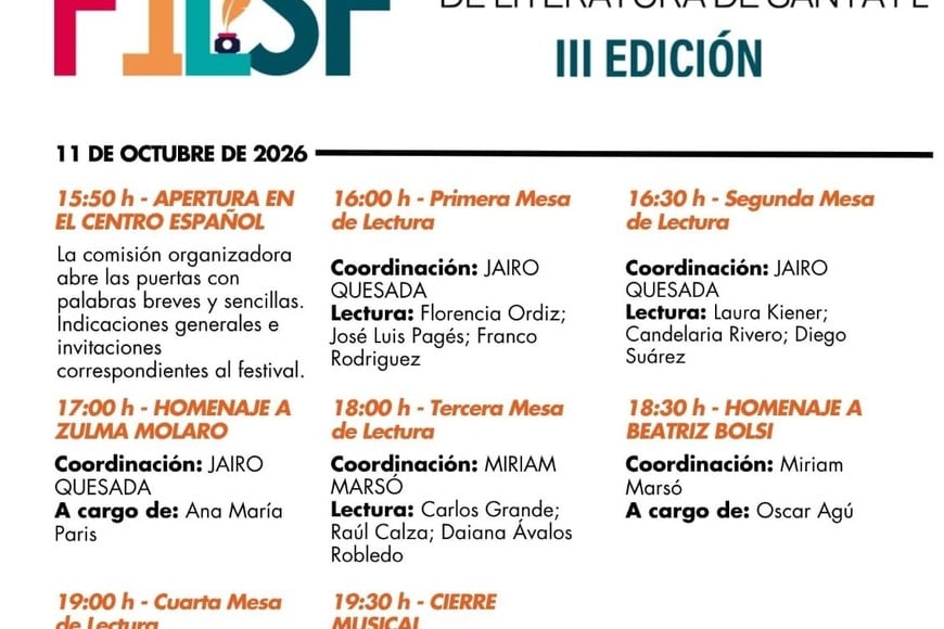 Programación FILSF 2026, 11 de octubre.