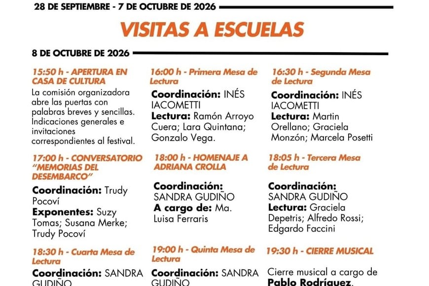 Programación FILSF 2026, 8 de octubre.
