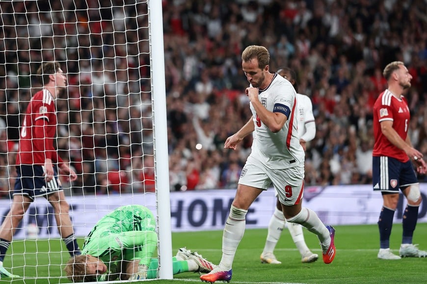 Soccer Football - Nations League - Group A3 - England v Czech Republic - Wembley Stadium, London, Britain - October 6, 2026
England's Harry Kane celebrates scoring their third goal REUTERS/Toby Melville