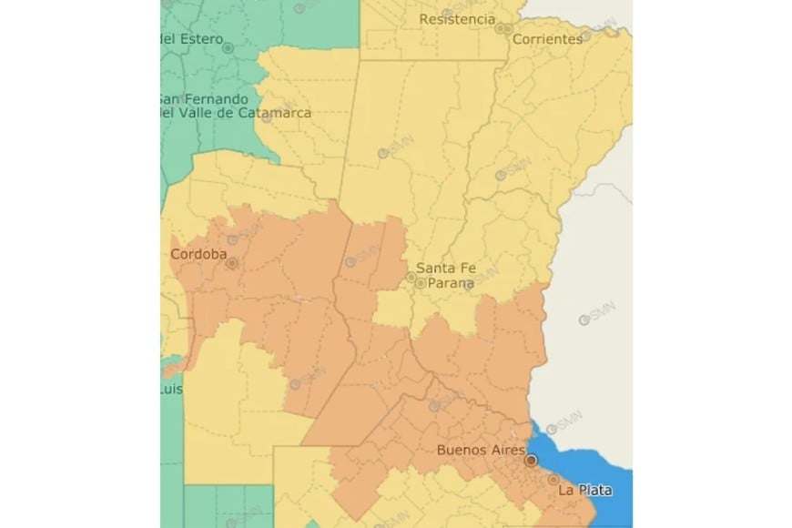 El gráfico de alertas del SMN.