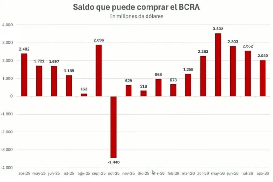 El Banco Central acumuló US$14.500 millones durante el año.