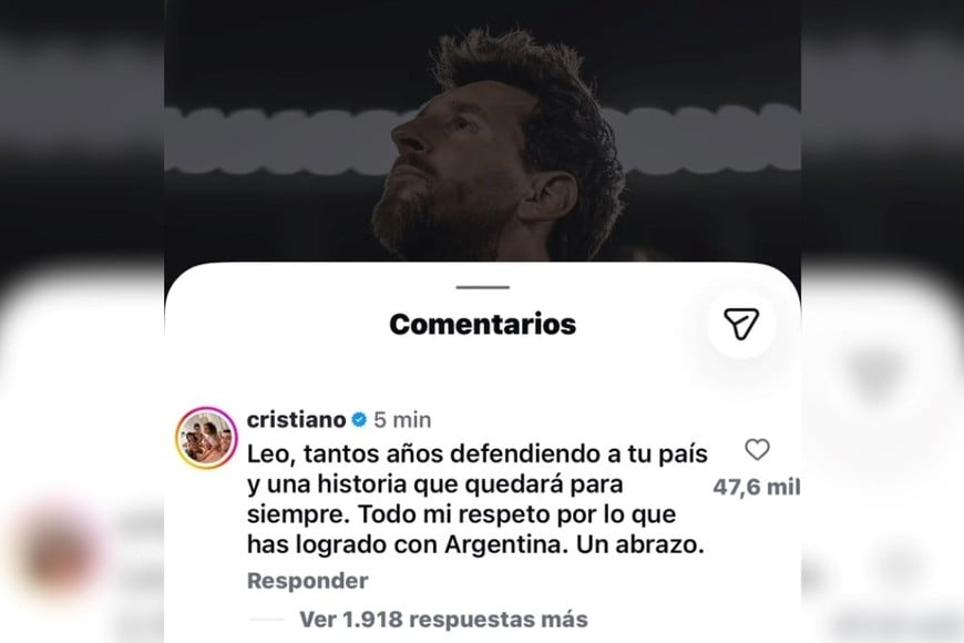 Cristiano Ronaldo saludó a Messi tras su último partido con Argentina