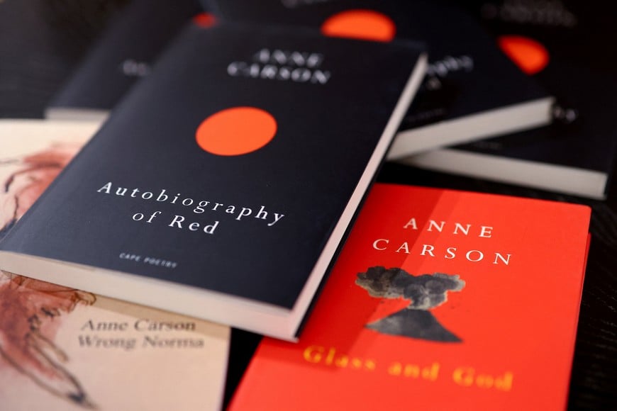 Copies of books by Anne Carson, winner of the 2026 Nobel Prize for Literature, are displayed at Waterstones bookshop in London, Britain, October 8, 2026. REUTERS/Hannah McKay