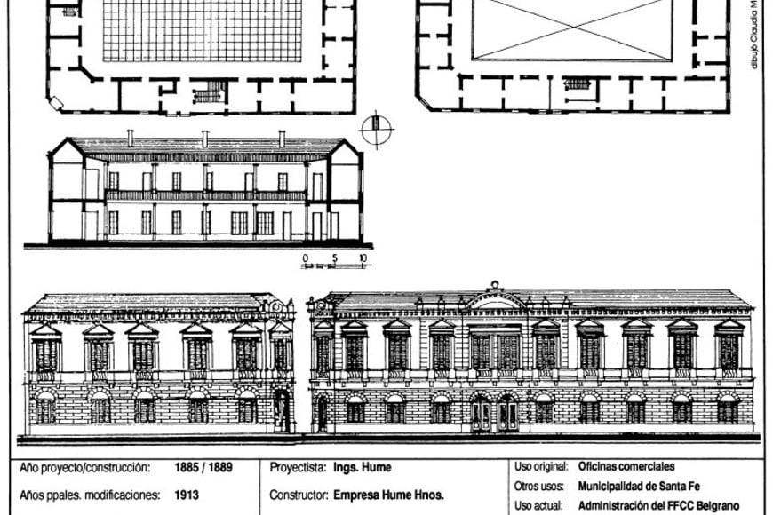 Dibujo de la casa levantada por los hermanos Hume. Archivo.