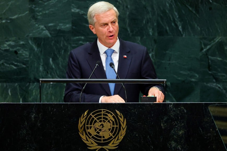 Chile's President Jose Antonio Kast addresses the 81st United Nations General Assembly at UN headquarters in New York City, US, September 22, 2026. REUTERS/MIKE SEGAR