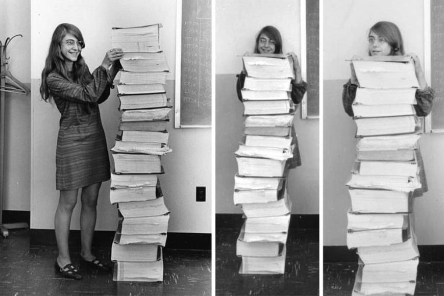 Margaret Hamilton lideró en el MIT el equipo que desarrolló el software de vuelo utilizado por las misiones Apolo.