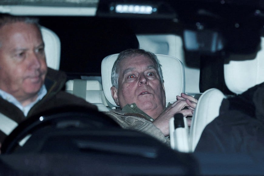 Andrew Mountbatten Windsor, younger brother of Britain’s King Charles, formerly known as Prince Andrew, leaves Aylsham Police Station on a vehicle, on the day he was arrested on suspicion of misconduct in public office, after the U.S. Justice Department released more records tied to the late financier and convicted sex offender Jeffrey Epstein, in Aylsham, Britain, February 19, 2026. REUTERS/Phil Noble TPX IMAGES OF THE DAY ATTENTION EDITORS: UPDATING HEADLINE