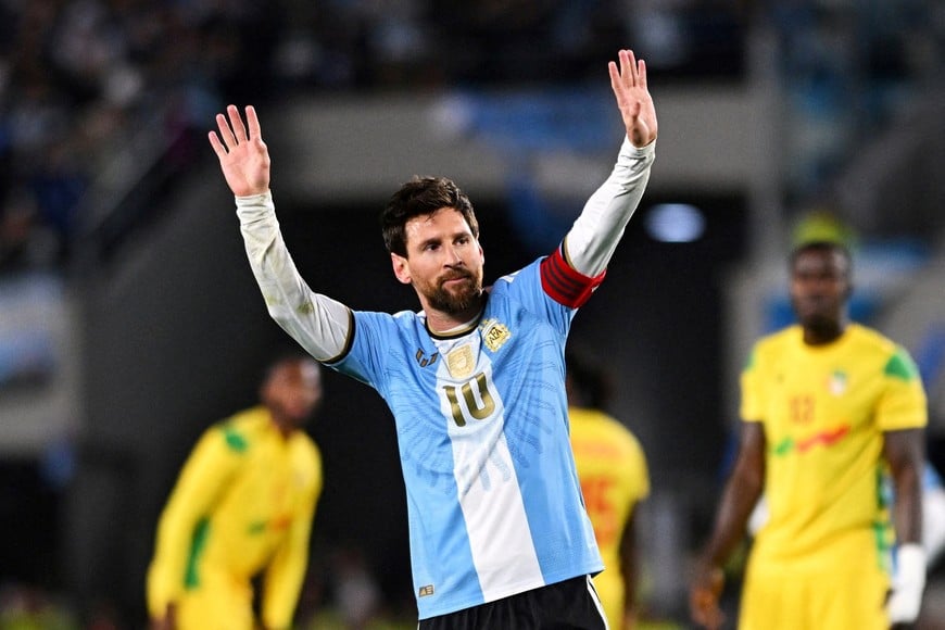 Soccer Football - International Friendly - Argentina v Benin - Estadio Monumental, Buenos Aires, Argentina - October 6, 2026
Argentina's Lionel Messi celebrates scoring their third goal REUTERS/Rodrigo Valle TPX IMAGES OF THE DAY