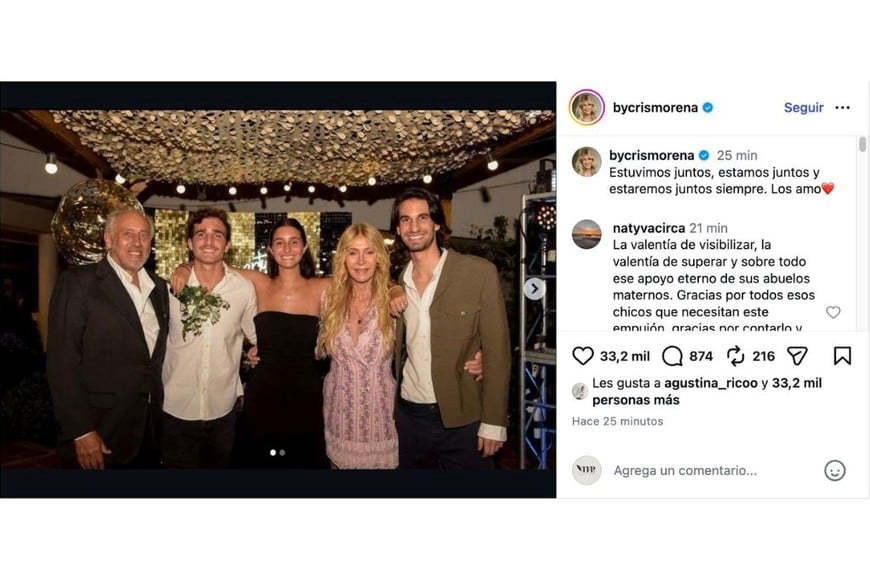 El mensaje de Cris Morena en redes.