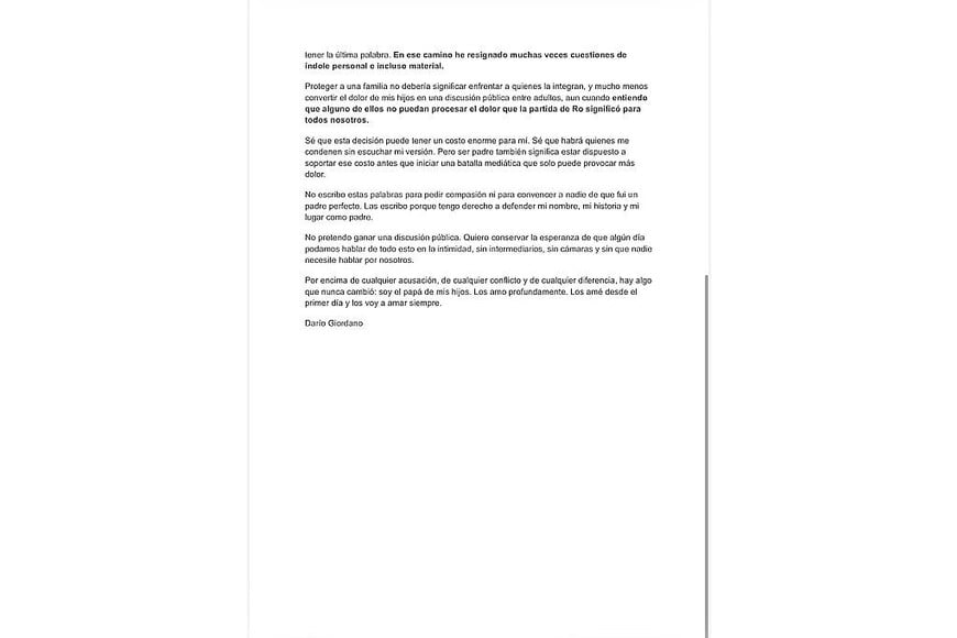 El descargo de Giordano.