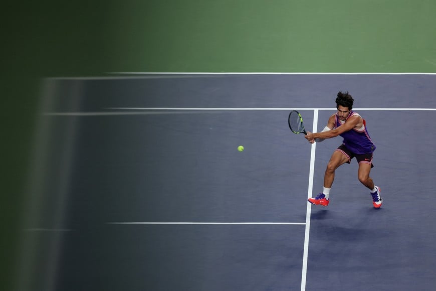 Tennis - ATP Masters 1000 - Shanghai Masters - Qizhong Forest Sports City Arena, Shanghai, China - October 12, 2026
Spain's Carlos Alcaraz in action during his round of 32 match against Belgium's Zizou Bergs REUTERS/Tyrone Siu