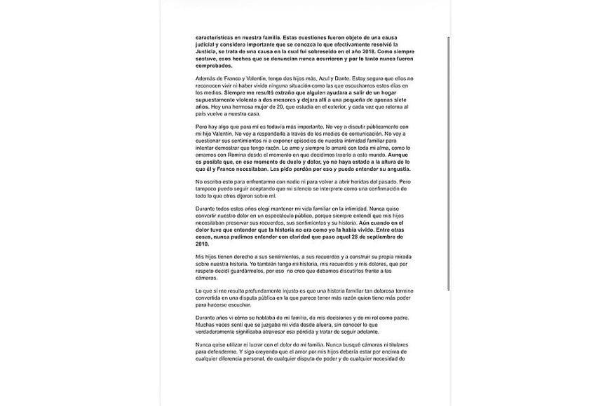 El descargo de Giordano.