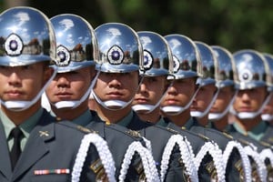 Honour guard members stand in formation before a welcome ceremony for Eswatini's King Mswati III (not pictured) in Taipei, Taiwan, October 9, 2026. REUTERS/Tsai Hsin-Han TPX IMAGES OF THE DAY