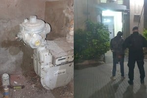 El delincuente ya había cortado los caños cuando llegó la policía. Foto: El Litoral
