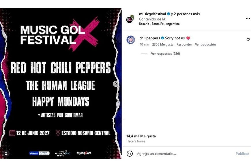El anuncio: el plato fuerte de la grilla sería Red Hot Chili Peppers.
