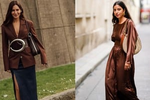 El marrón se adapta a la primavera con combinaciones frescas y versátiles.